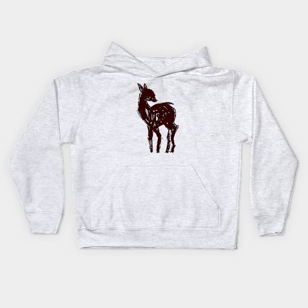 Looking Back Deer Kids Hoodie by Tessa McSorley